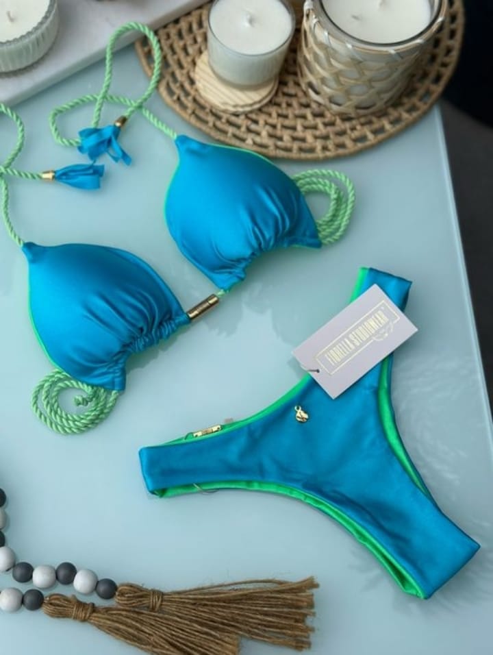 Camélia glow azul capri/verde